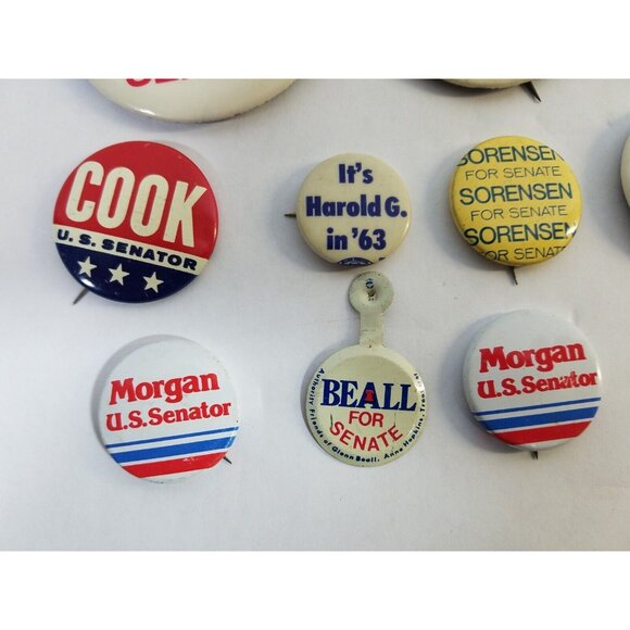 Lot of 10 Senate Campaign Pinback Pin Buttons Beall Sorenson Morgan Cook Conroy - Picture 4 of 7